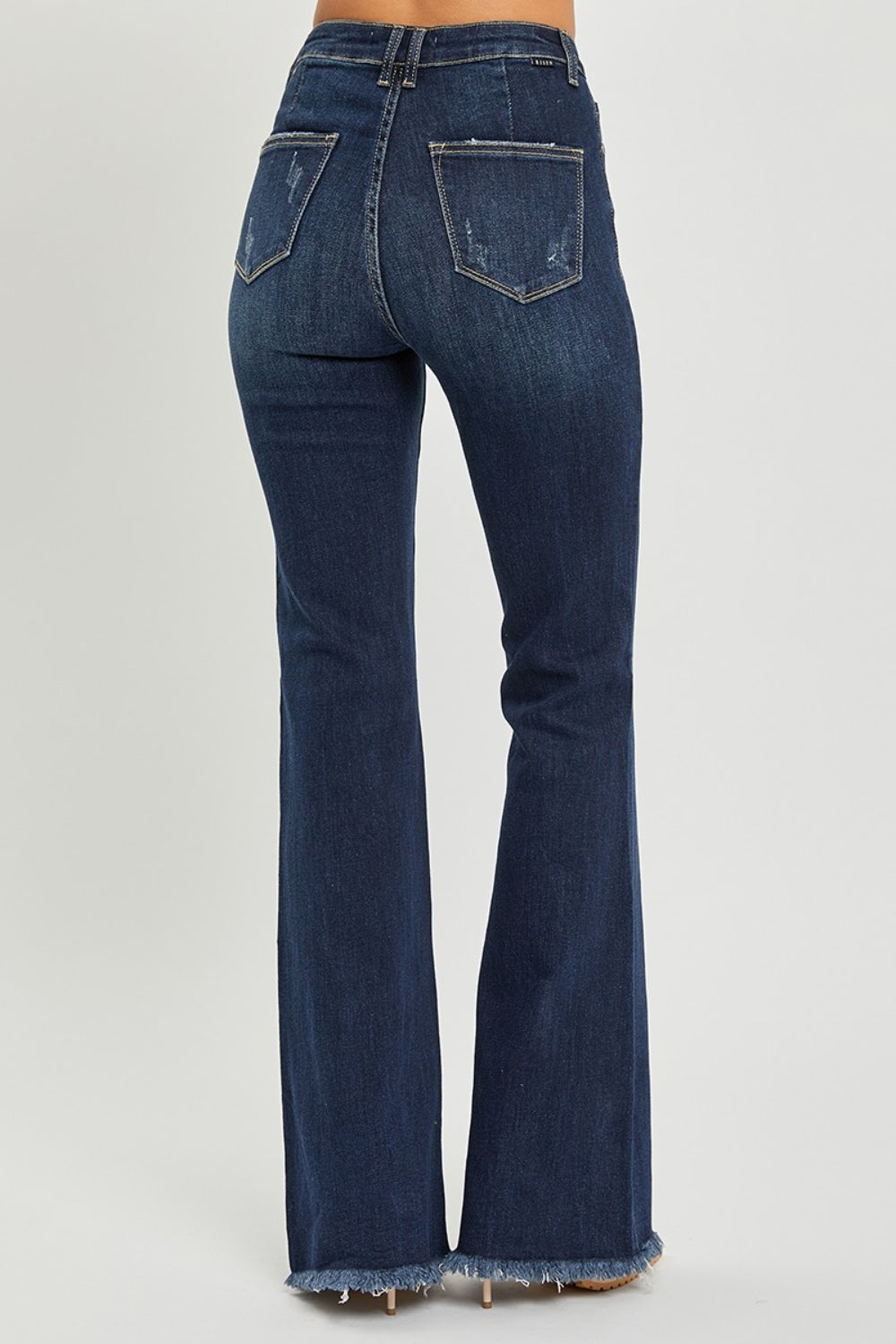 RISEN High Waist Raw Hem Flare Jeans - Luxe Mod 