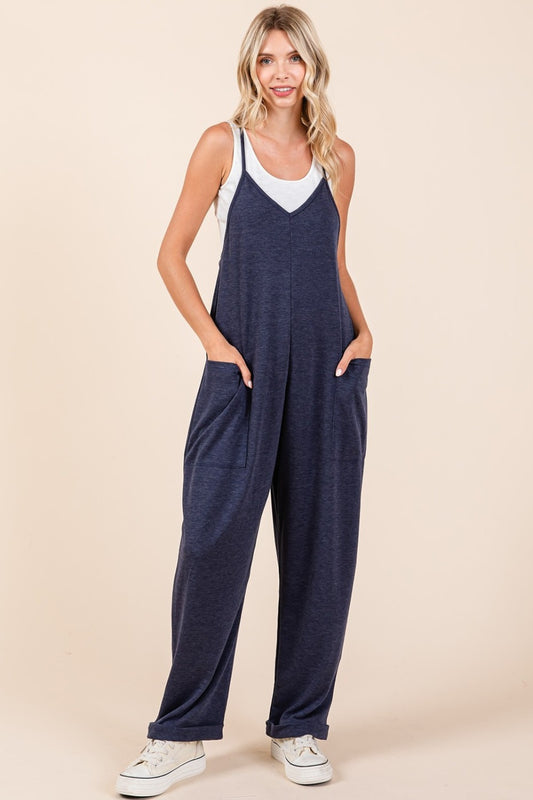 Mittoshop Patch Pocket Wide Leg Sleeveless Jumpsuit - Luxe Mod 