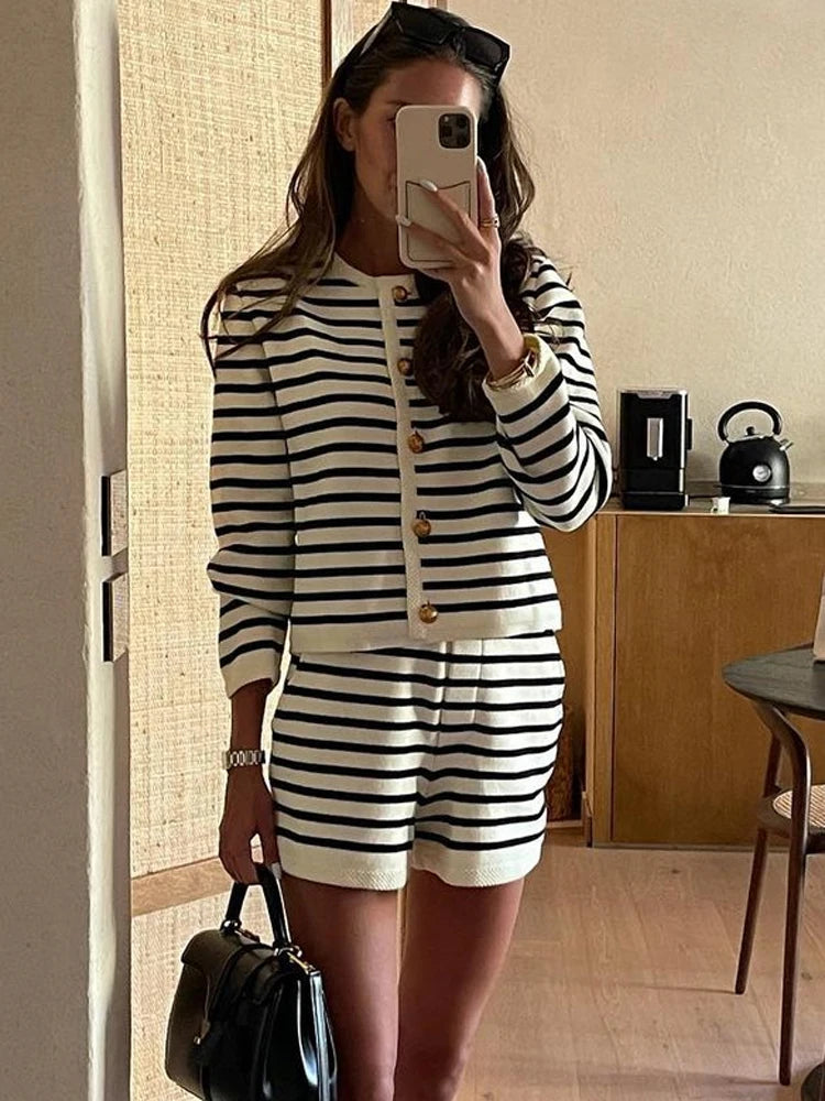 Tossy Striped Knit 2 Piece-Set Shorts Women - Luxe Mod 