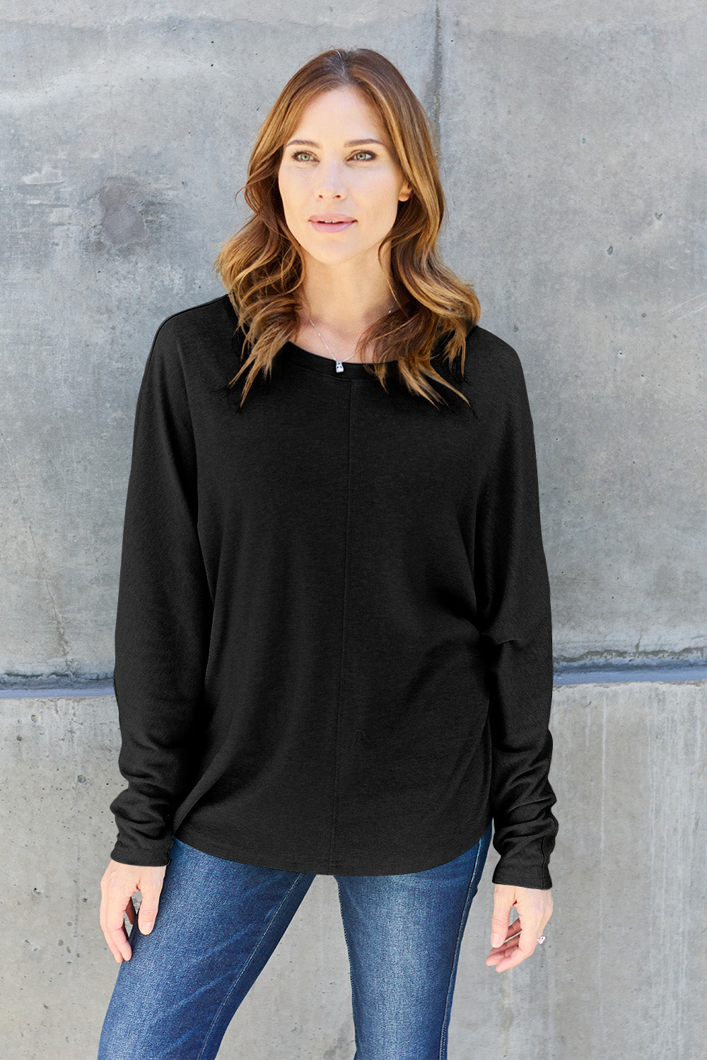 Double Take Full Size Round Neck Long Sleeve T-Shirt - Luxe Mod 