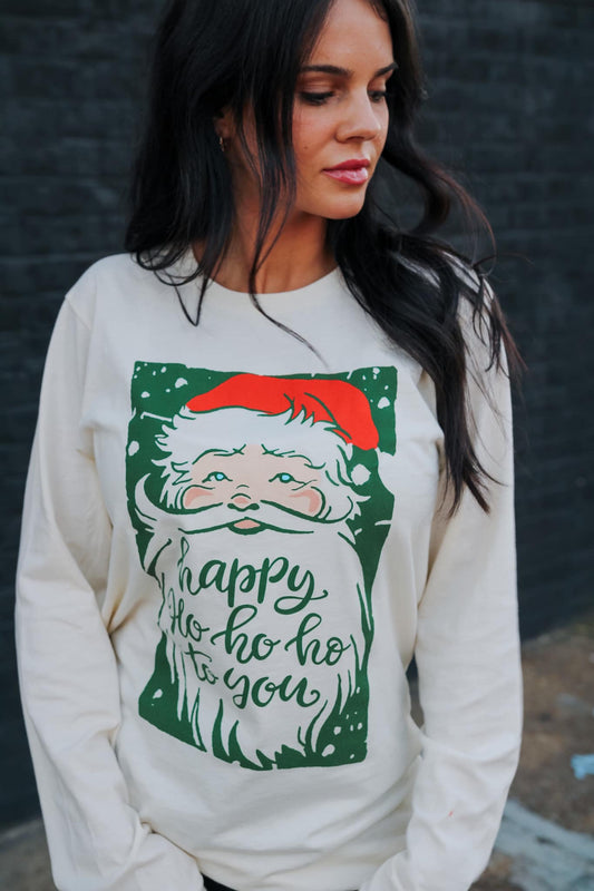 Happy HO HO HO | Natural  | Long Sleeve